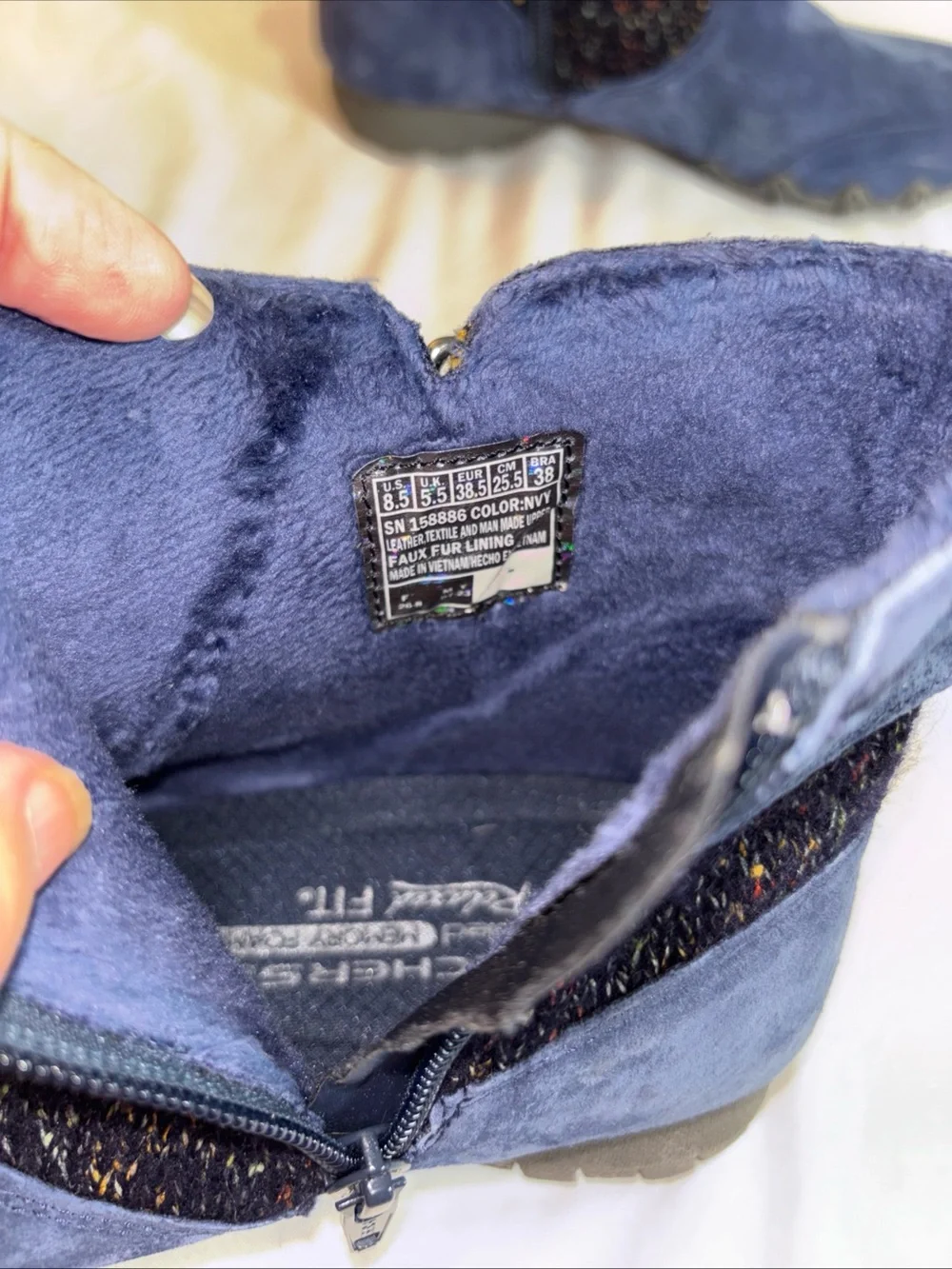 Sketchers  Navy Blue Suede Slip-On Shoes